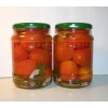 Pickled marinated tomatoes in jar