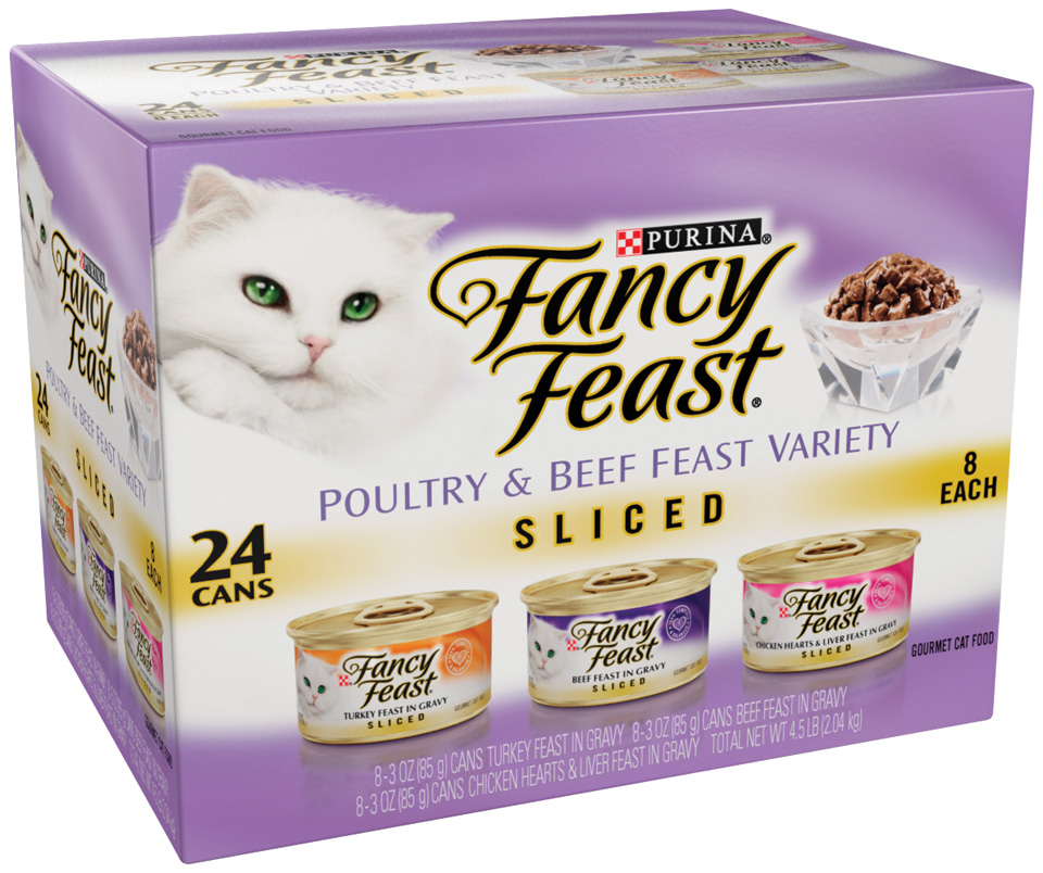 FANCY FEAST Cat Food Poultry & Beef Feast Variety Sliced (PS #5056523) 24CT CANS