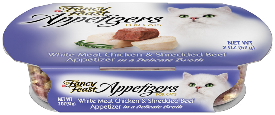 FANCY FEAST APPETIZERS Cat Food White Meat Chicken & Shredded Beef (PS# 5144675) 2OZ TRAY