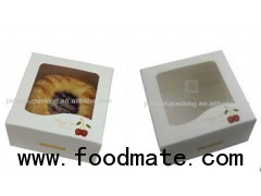 white paper cake packaging box with window