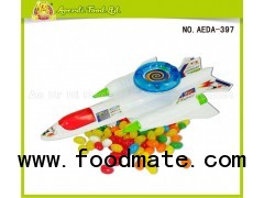 Pull line aircraft with light candy toy  with jelly bean