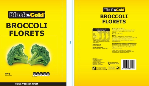 Black and Gold Broccoli Florets