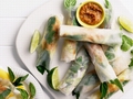Satay chicken rice paper rolls