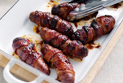 bacon wrapped sausages 