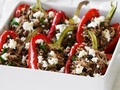 Capsicums stuffed with rice, quinoa and lentil salad