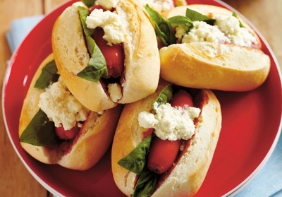 Basil and feta red-hots