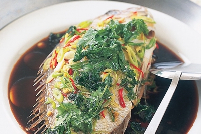 Asian-style steamed snapper