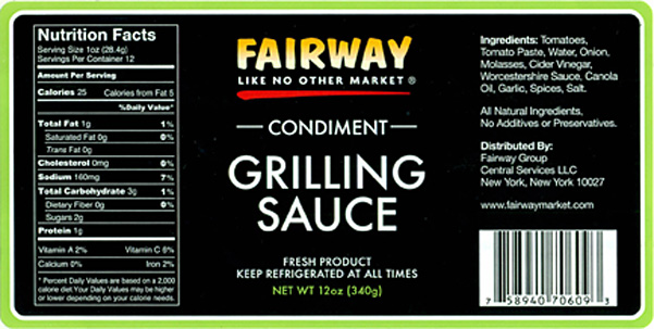 Fairway Brand Condiment Grilling Sauce