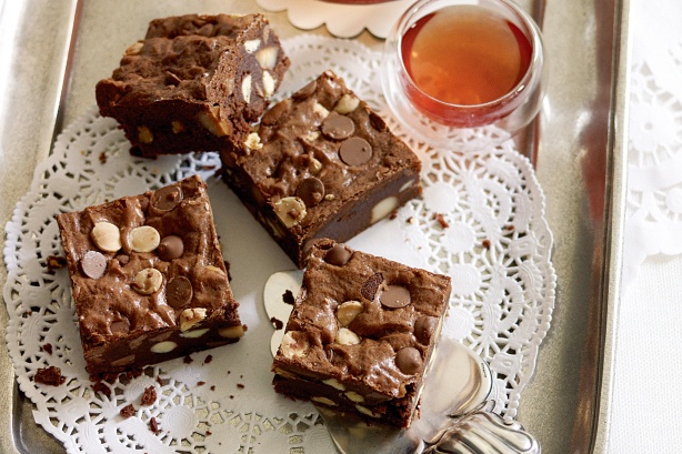 Sour cream and macadamia brownies