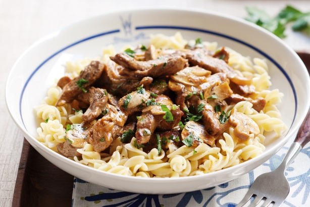 Speedy beef stroganoff