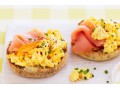 Smoked salmon with microwave scrambled eggs