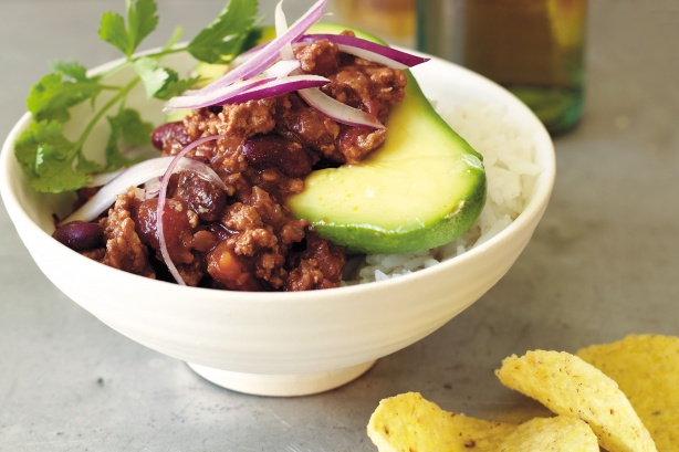 Chilli beef on avocado