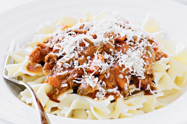 Beef ragout with farfalle