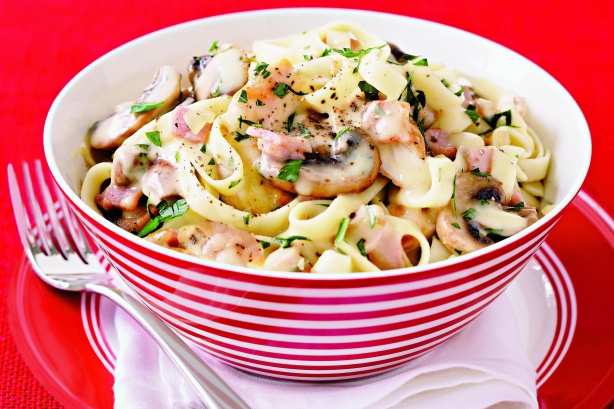 Creamy chicken and mushroom fettuccine