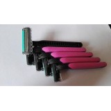 Disposable Women Non-slip Rubber Handle Triple-blade Razors