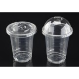 Customize 12oz PET Cold Drink Cups Printing LOGO With Dome Lid
