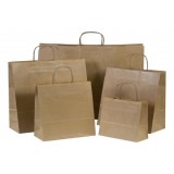 Flat paper bag handled brown kraft paper bag for apparel shopping packaging