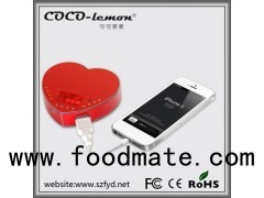 FYD-812 5200mAh heart shape power bank with creative and cute design