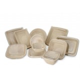 Environmental Compostable Disposable Sturdy Molded Pulp Takeaway Food Bowls Lunch Plates Boxes Conta