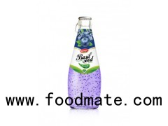 Fruit Juice Basil Seed Drink Blueberry Flavour In Glass Bottle