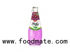 Fruit Juice Basil Seed Drink Grape Flavour In Glass Bottle