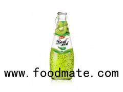 Fruit Juice Basil Seed Drink Kiwi Flavour In Glass Bottle