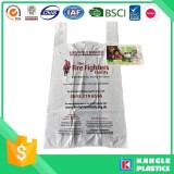 Inner Vest Handle Bag Coloured Printed Charity Bag For Clothes Or Donation With HDPE Packing Plastic