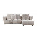 Modern Living Room White Fabric Corner Sofa With Ottomans