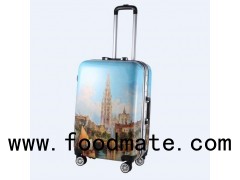 Durable ABS With PC Printing Hard Side Luggage Trunk With Aluminum Frame