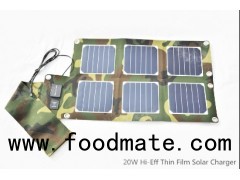 The Hi-Eff 20W Two Output Portable Folding Solar Powered Panel Charger for Laptop