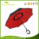 Standard Size Upside Down Double Layer Reverse Inverted Umbrella With C Handle