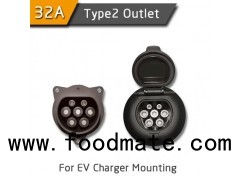 Type2 32A Outlet With 3 Point Fixing Charging Station End Iec 62196 Socket