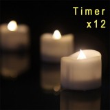 Flameless Battery Operated Pillar Warm-white Flickering LED Tealight Candke With Timer (On 6Hours Of