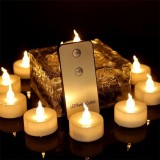 Battery Operated Votive Remote Control LED Tea Light Candles (Warm-white Flickering)