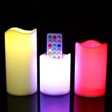 Battery Operated 18keys Remote Control Color Changing Flameless Candles With Colored Pink Blue Flame