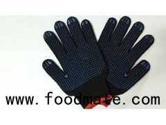 Anti Slip Black Cotton Work Gloves With Two Sided Rubber Gripper Dots