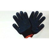 Anti Slip Black Cotton Work Gloves With Two Sided Rubber Gripper Dots