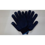 Blue Cotton Knitted Liner Palm Polka Dotted Hand Gloves