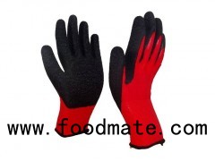 13 Gauge Polyester Liner Crinkle Rubber Coated Work Gloves For Garden