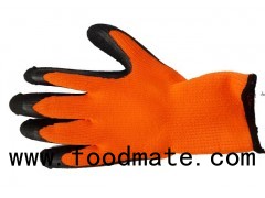 Polyester Terry Loop Lint Free Thermal Black Latex Palm Coated Winter Gloves