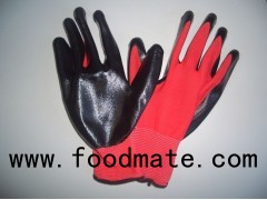 13 Gauge Polyester Lining Black Nitrile Coated Garden Gloves,smooth Finish