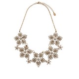 Gold Zinc Alloy Statement Floral Necklace With Glass Stone