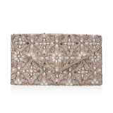 Elegant Embellished Envelope Clutch Bag Is Adorned With Intricate Beadwork, Sequins And Sparkly Crys