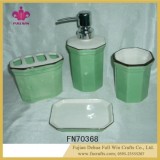 Round Green Bathroom Sets Ceramic Bathroom Accessories Gargle Tumbler Cup Lotion Dispenser Toothbrus