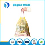 LDPE Disposable Black Heave Duty Plastic Drawstring Garbage Bag For Bin