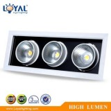 High Lumen IP20 Indoor Aluminum Bridgelux Cob 90w Three Heads Led Grille Light