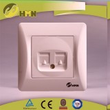 Europe Style RJ11 CAT3 Handsome Plastic Double Telephone Socket