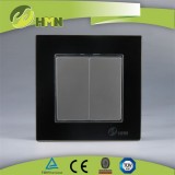 European Style Electrical Toughened Glass Double One Way Switches