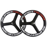 Superteam 65mm Clincher Tri Spoke Road Bike Carbon Wheelset 700C 3 Spoke Wheels