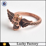 Unique Men`s Sterling Silver Angel Wing Skull Rings